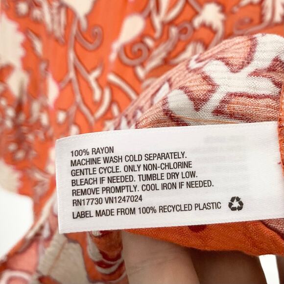 NWOT KNOX ROSE Dress XL Floral Coral Tiered V-Neck Puff-Short-Sleeve Knee - Picture 4 of 5